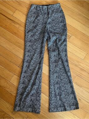 Express Black & White Stretch Tweed Flare Pants